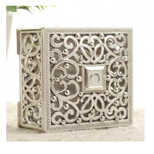 50 boîte à gâteau carton motif arabesque argenté - MARIAGE/Boîtes