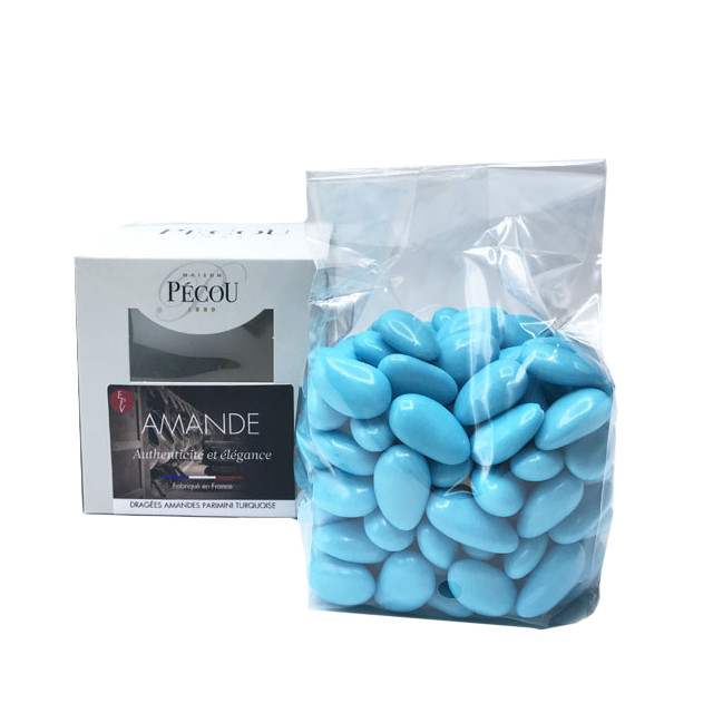 500gr Dragées Amande Parimini 38% - Turquoise