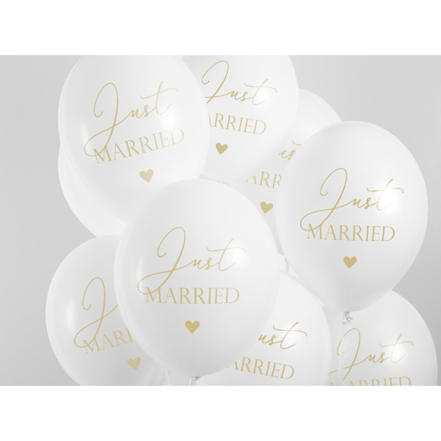Ballons de baudruche blanc Just Married - Déco salle de mariage