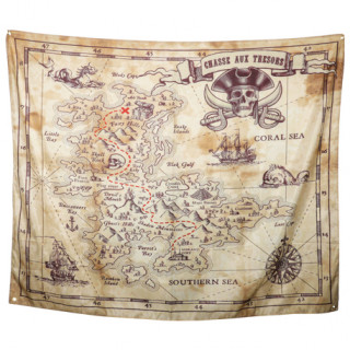 Poster en tissu chasse au trésor pirate - 1.50 x 1.90m