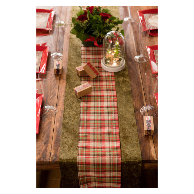 Chemin de table flocon écossais coton achat Chemins de table Noël