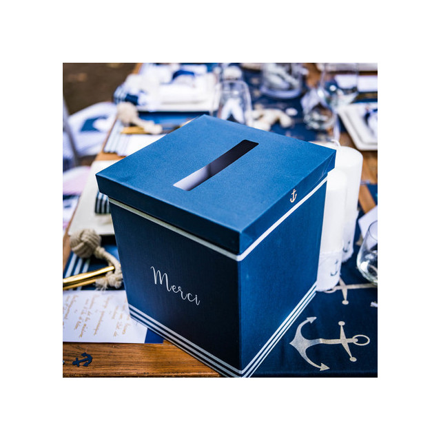 Urne à enveloppes – theme moto – bleu marine – Thème ta Table