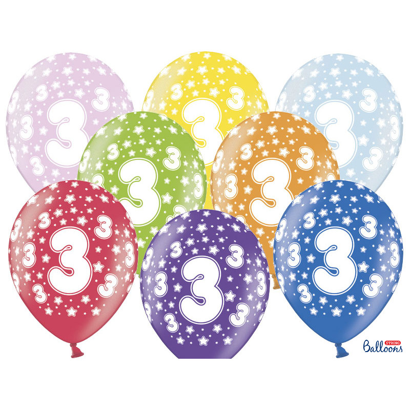 Sachet de 3 ballons anniversaire imprimé Joyeux Anniversaire Dimensions du  Ballon 33 cm Couleurs - texture Multicolore Dessins - Textes Joyeux  Anniversaire
