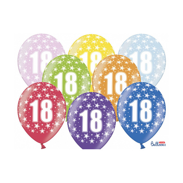 Ballon anniversaire 18 ans multicolore x 6 - Mes Fêtes