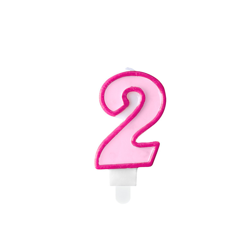 Bougie rose pour 2e anniversaire - Bougie numéro 2 ans - Décoration de  gâteau pour garçon ou fille